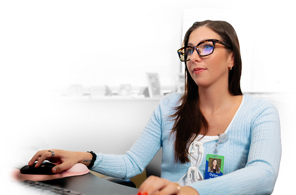 A HOMELINK employee resolves appeals at her desk
