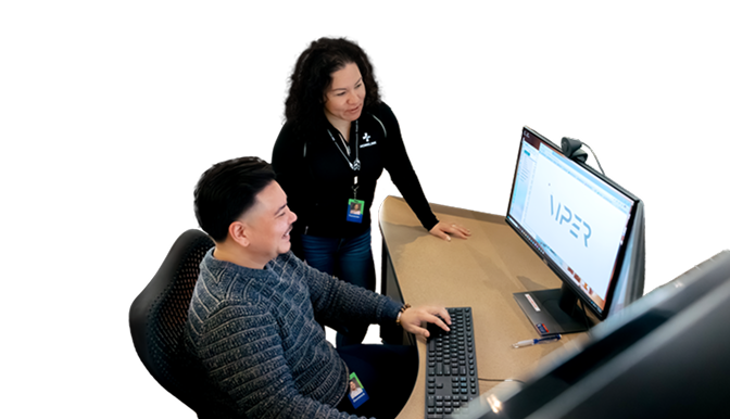 Two HOMELINK employees research billing on a claim